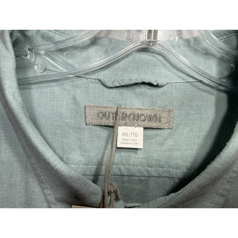 Outerknown Mens 2Xl Hemp Tencel Light Blue Short Sleeve Button Shirt Resort NWT - Picture 3 of 6